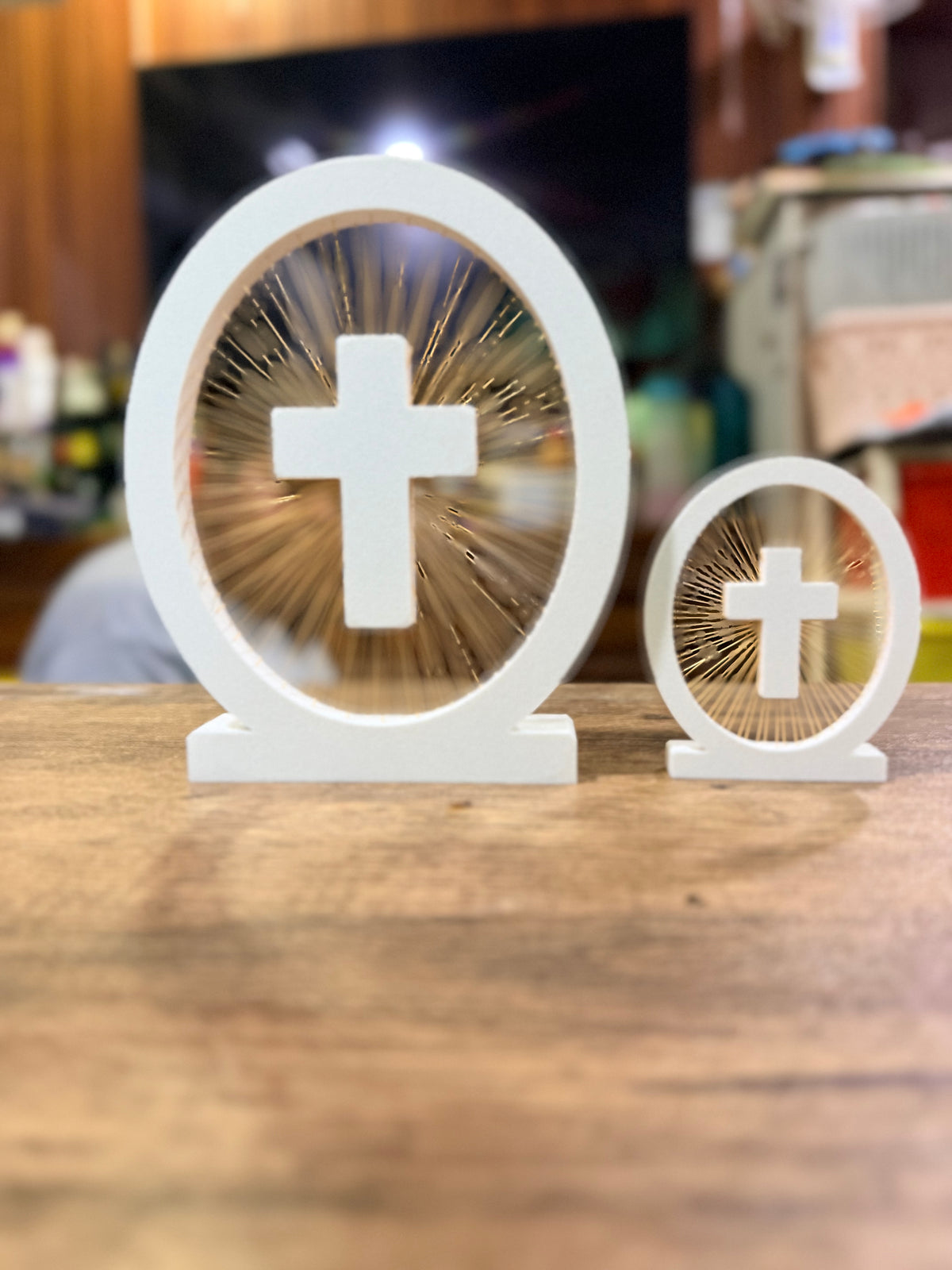 Floating Cross | 3D Printed | Jesus Cross Floating through Gold Strings