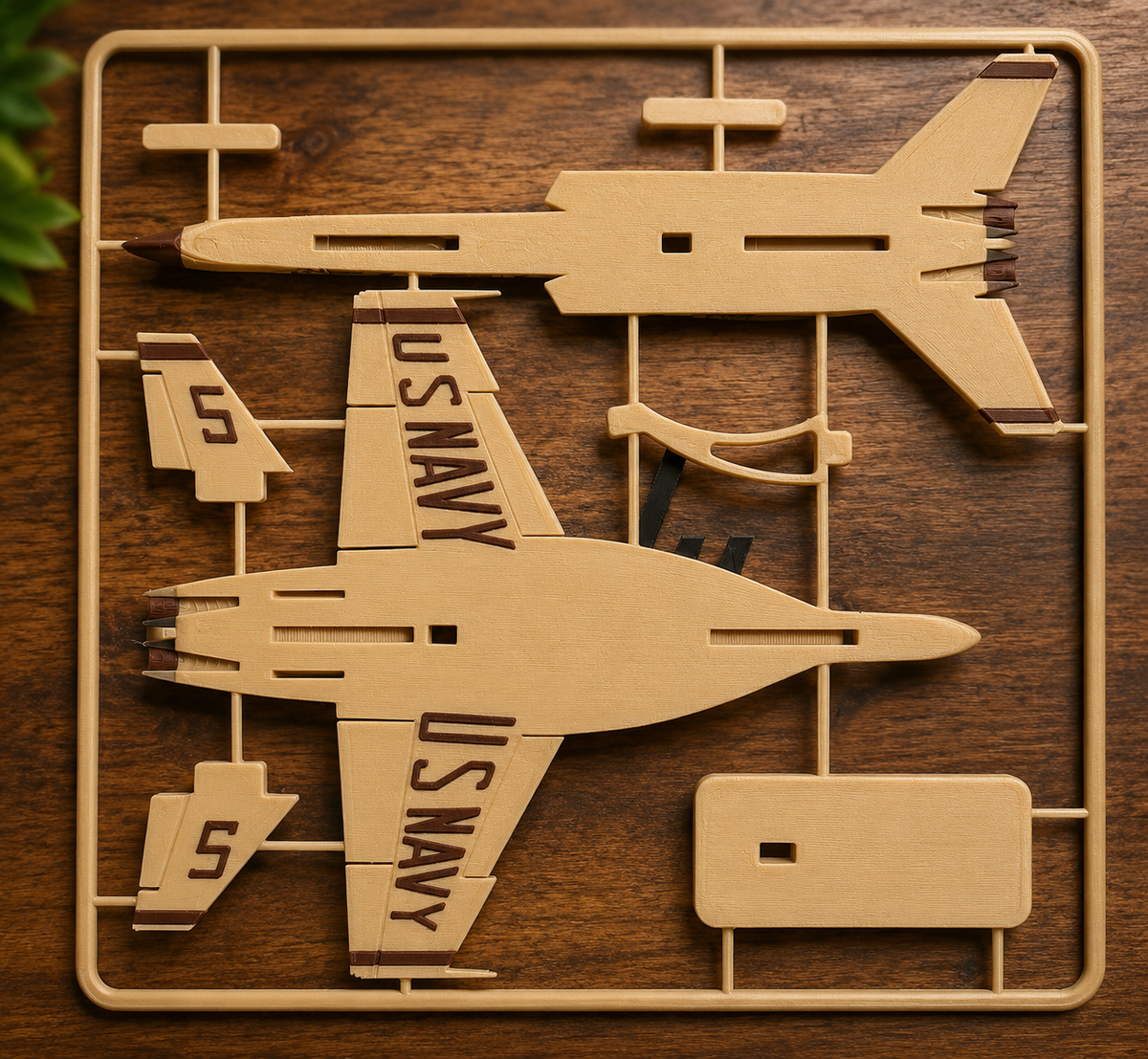 3D Printed Fighter Jet Kit Card – Desert Tan & Brown Snap-Fit Aircraft Model