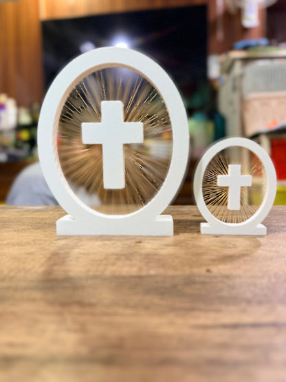 Floating Cross | 3D Printed | Jesus Cross Floating through Gold Strings