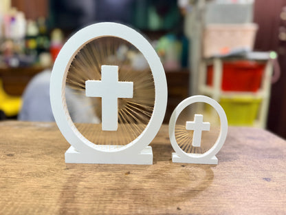 Floating Cross | 3D Printed | Jesus Cross Floating through Gold Strings