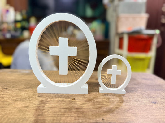 Floating Cross | 3D Printed | Jesus Cross Floating through Gold Strings