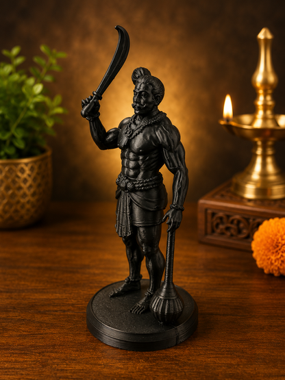 Lord Karuppu aka Karuppasamy 3D Printed Black Statue – Powerful Hindu Deity Figurine | Home & Pooja Décor