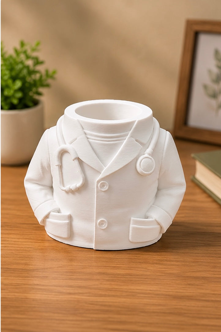 3D Printed Mini Jacket & Doctor Coat Pen Holder Set | Cute Desk Organizer | Home & Office Decor