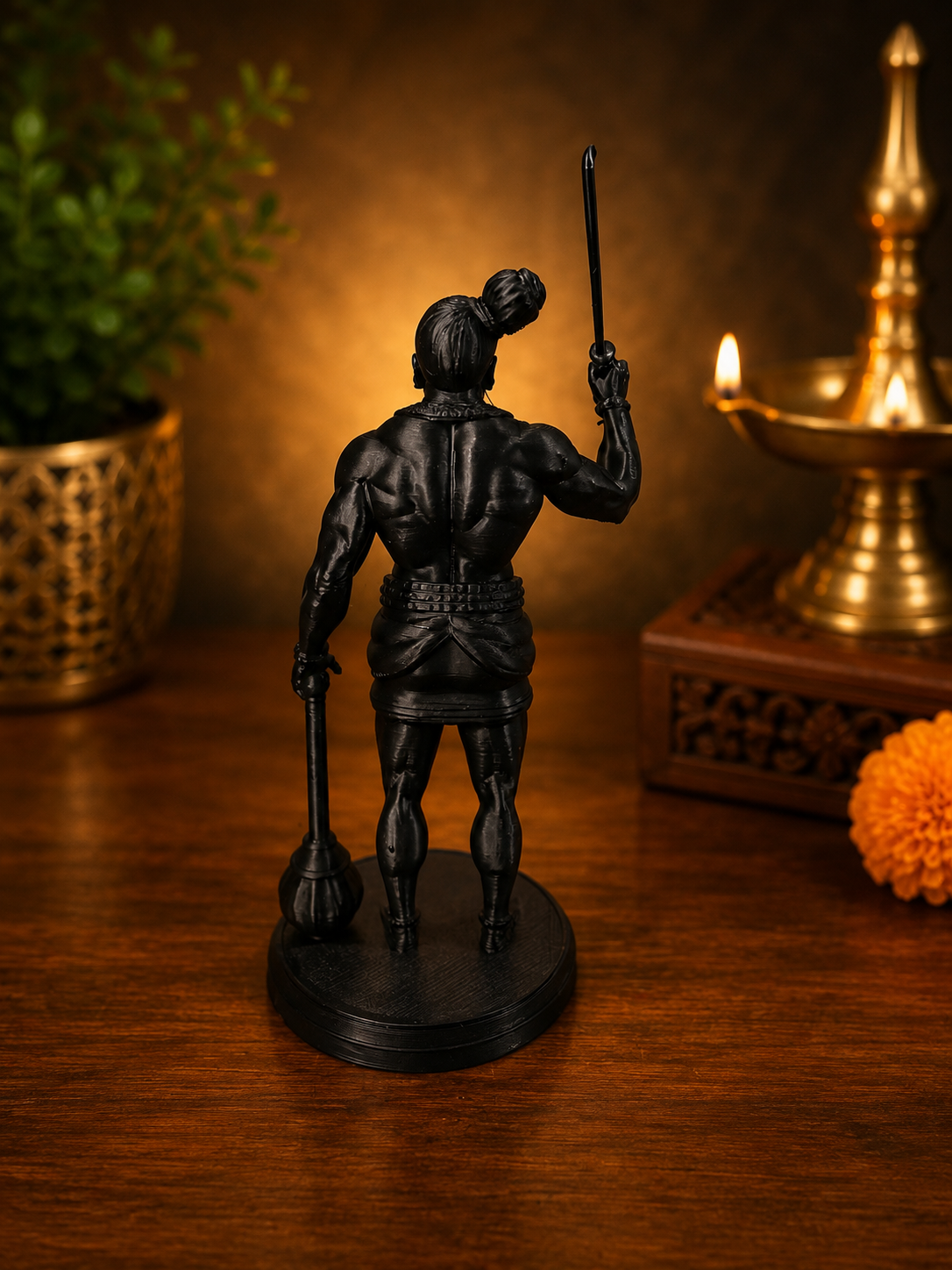 Lord Karuppu aka Karuppasamy 3D Printed Black Statue – Powerful Hindu Deity Figurine | Home & Pooja Décor