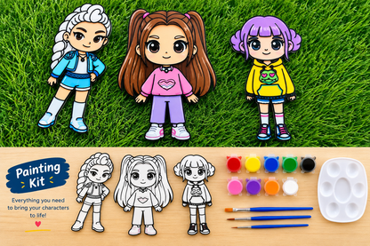 3D Printed Chibi Painting Kit Craft Display, Wash & Reuse Kit | DIY Miniature Painting Set | Reusable 3D Printed Model