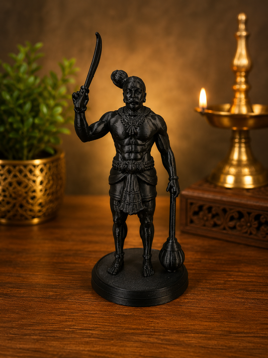 Lord Karuppu aka Karuppasamy 3D Printed Black Statue – Powerful Hindu Deity Figurine | Home & Pooja Décor