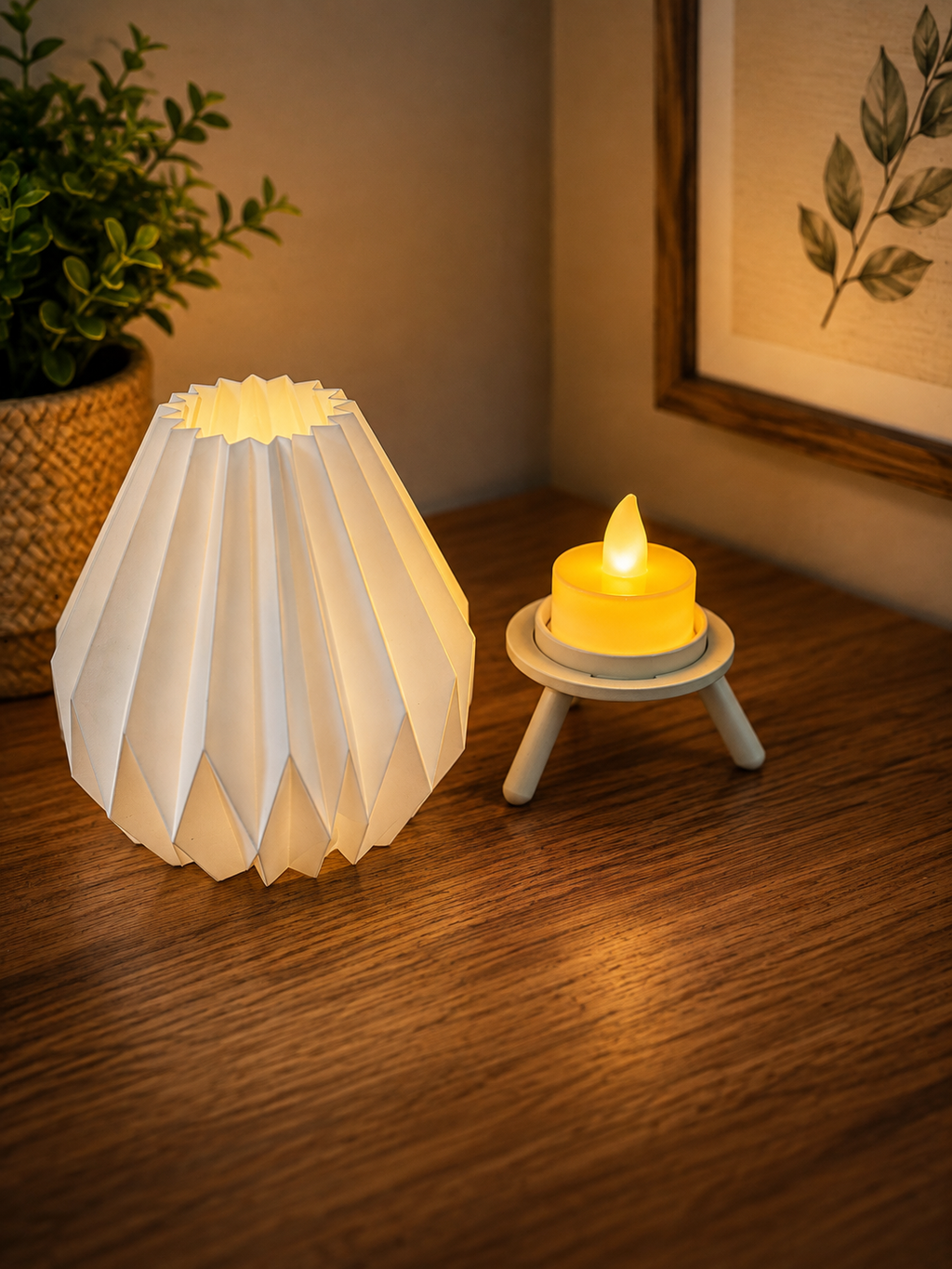 Modern Geometric 3D Printed LED Table Lamp | Tea Lamp | Minimalist Bedside Night Light | Home & Office Decor