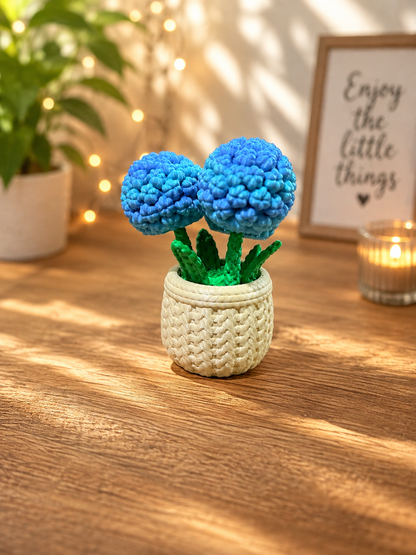 3D Printed Decorative Flower Pot – Yellow, Blue Pink Bloom, etc.