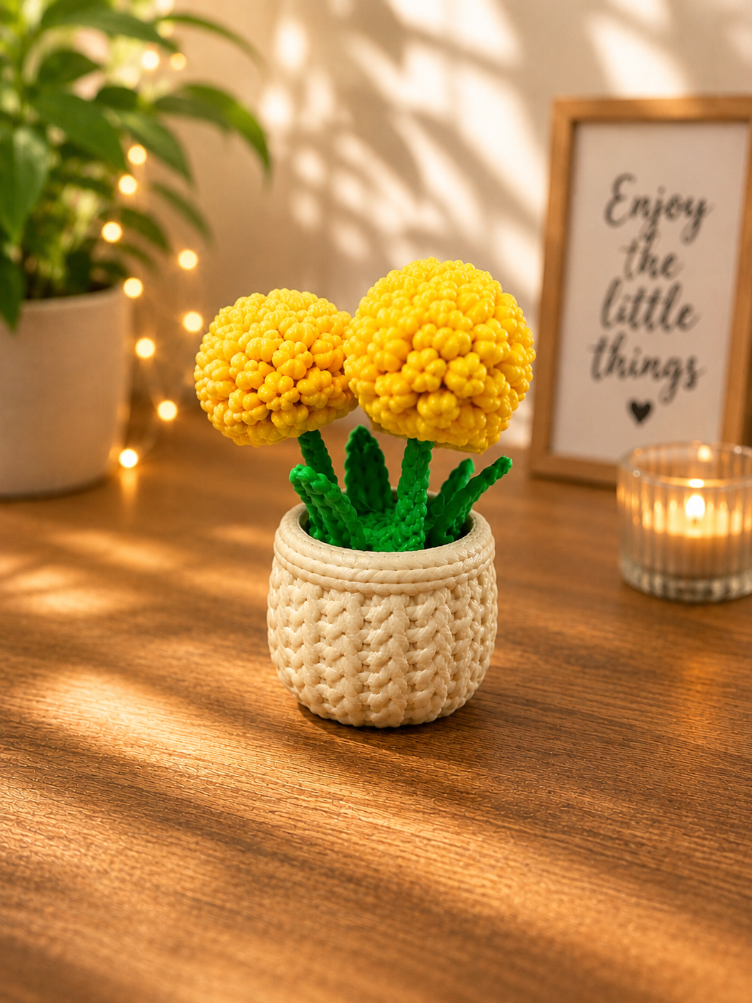 3D Printed Decorative Flower Pot – Yellow, Blue Pink Bloom, etc.