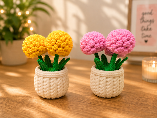 3D Printed Decorative Flower Pot – Yellow, Blue Pink Bloom, etc.