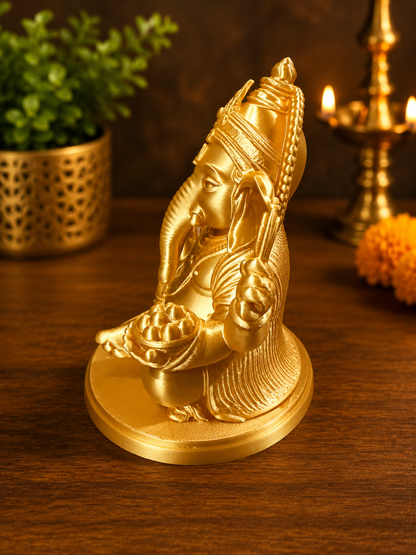 Golden Ganesha Idol | 3D Printed Pooja Décor